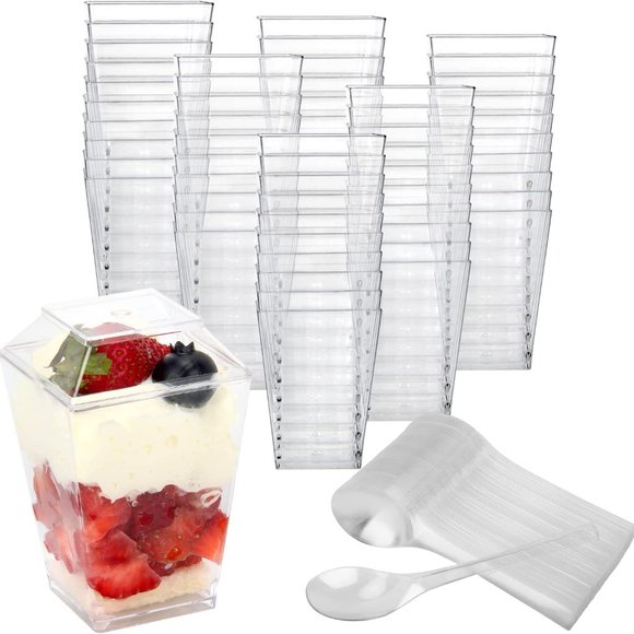 Party Supplies 5 Pack 54 Oz Clear Plastic Dessert Cups With Lids And Spoons Party Poshmark